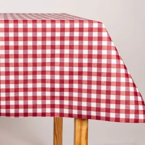 Mantel Antimanchas Cuadros Rojos